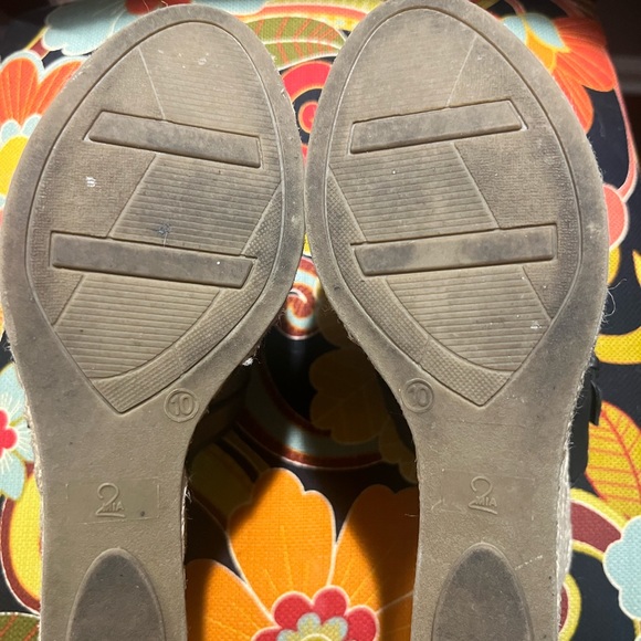 Mia 2 black leather platform espadrille wedges size 10 - Picture 9 of 10